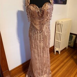 Sequined Rose Gold Evening Gown